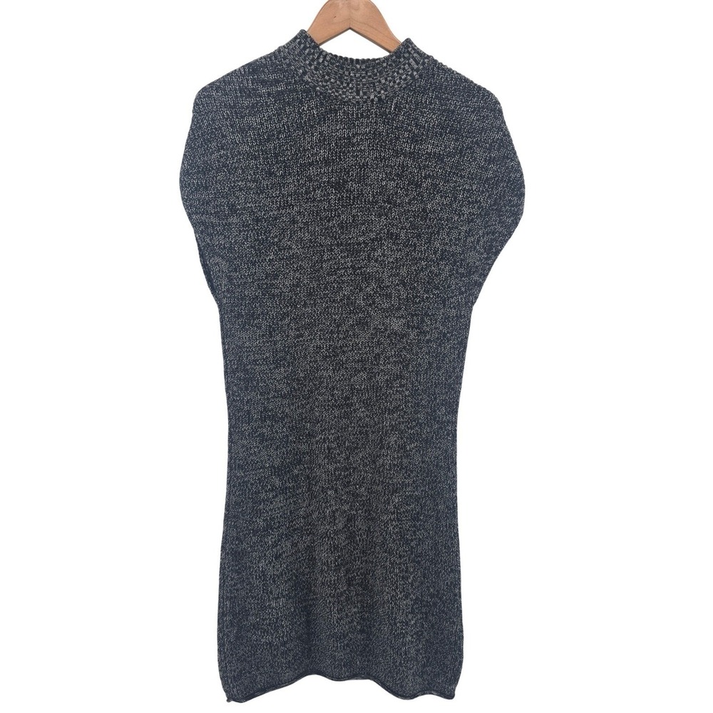 Athleta Sweater Vest Womens Small Wool Mock Neck Navy White Marl EUC